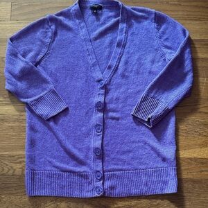 💜Talbots petite purple linen cardigan. Size S petite.
